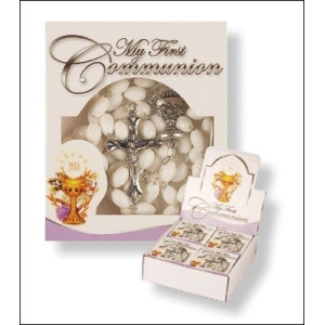 Communion Rosary/Plastic/White